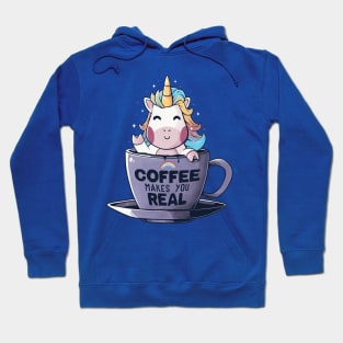 Coffee Makes You Real Funny Cute Unicorn - Light Hoodie